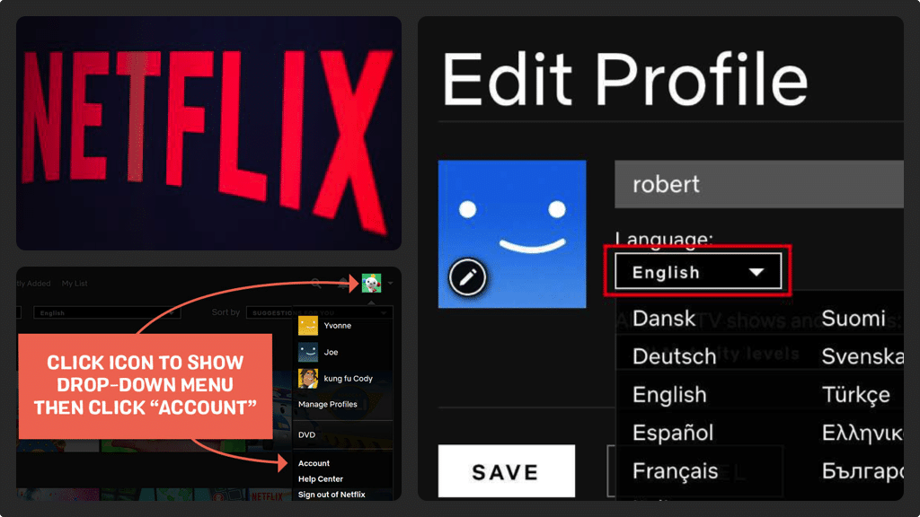 Changing the Netflix Language is easy and you have a variety of languages to choose from
