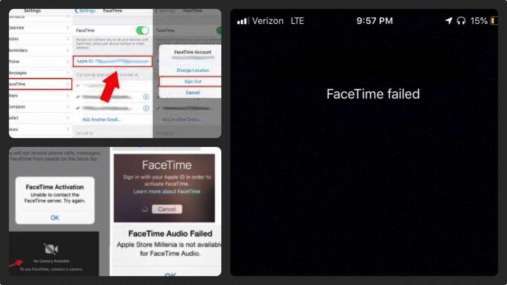Facetime Failed or Activation Errors