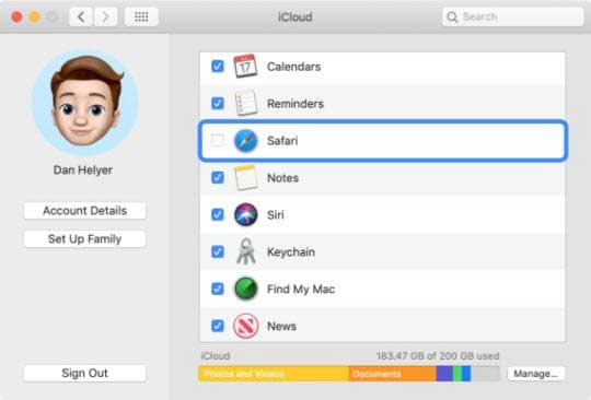 Stop Syncing Safari on Mac