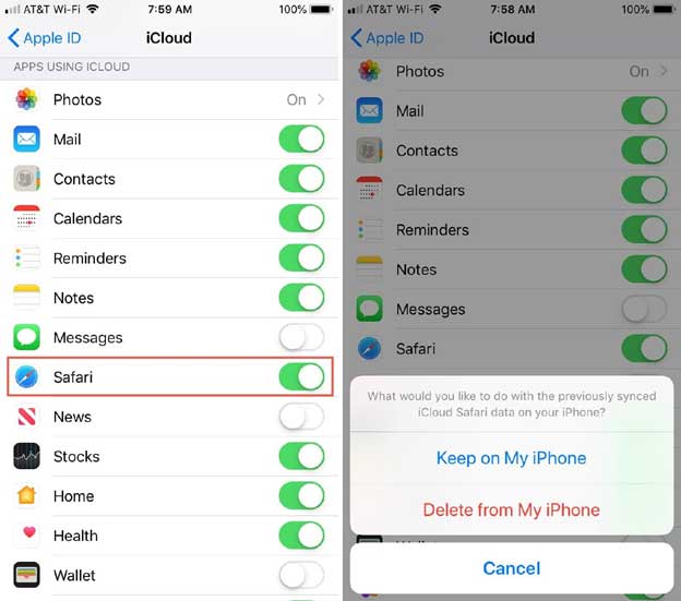 Stop Syncing Safari on iPhone or iPad