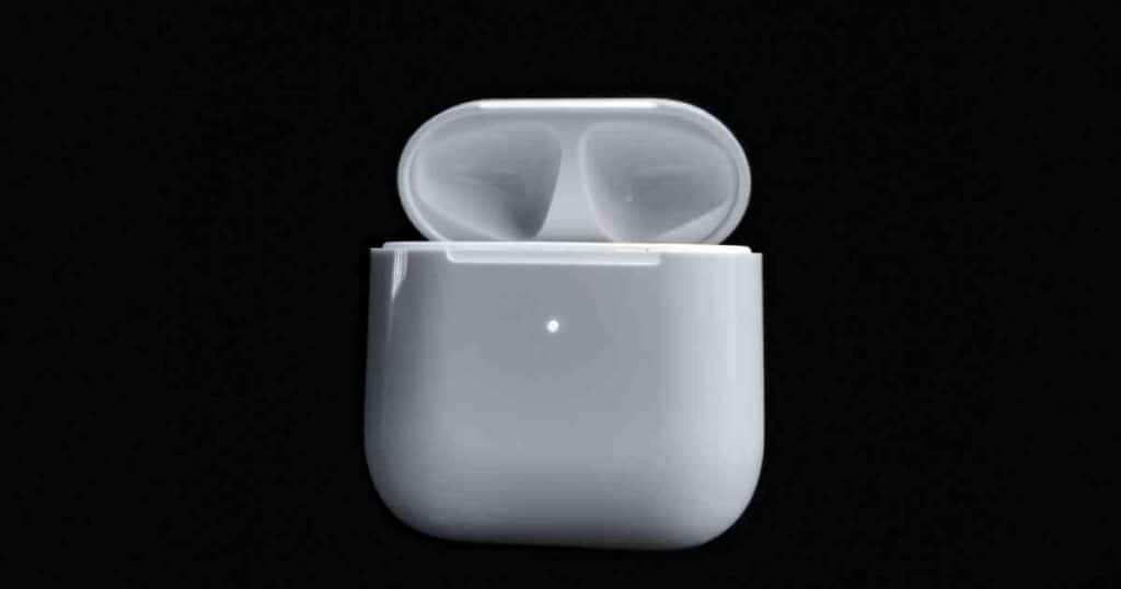 airpod case on black background